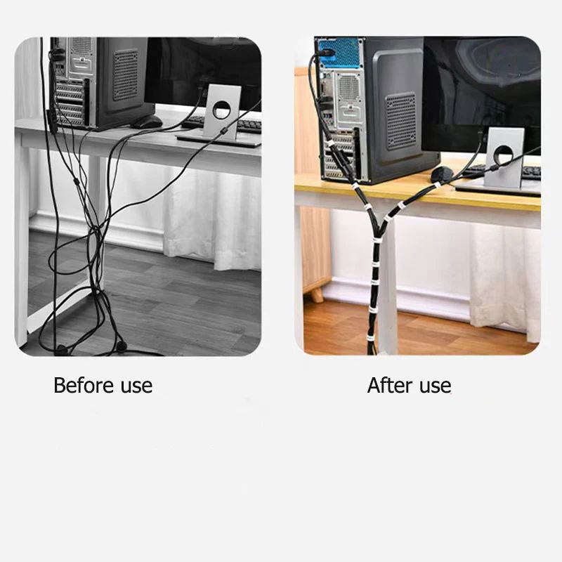 Flexible Cable Organizer Tape Reusable Cable Organizer For Clean Desk Cord Management 15M 3