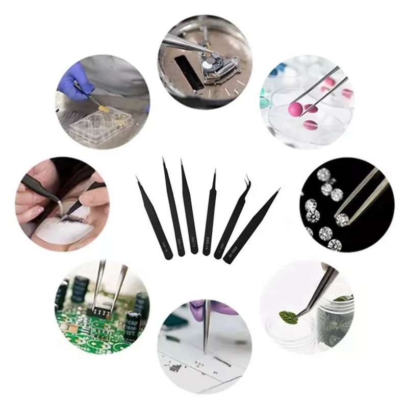 ESD Precision Tweezers Set AntiStatic Precision Tweezers For Electronics Repair Craft Work 3
