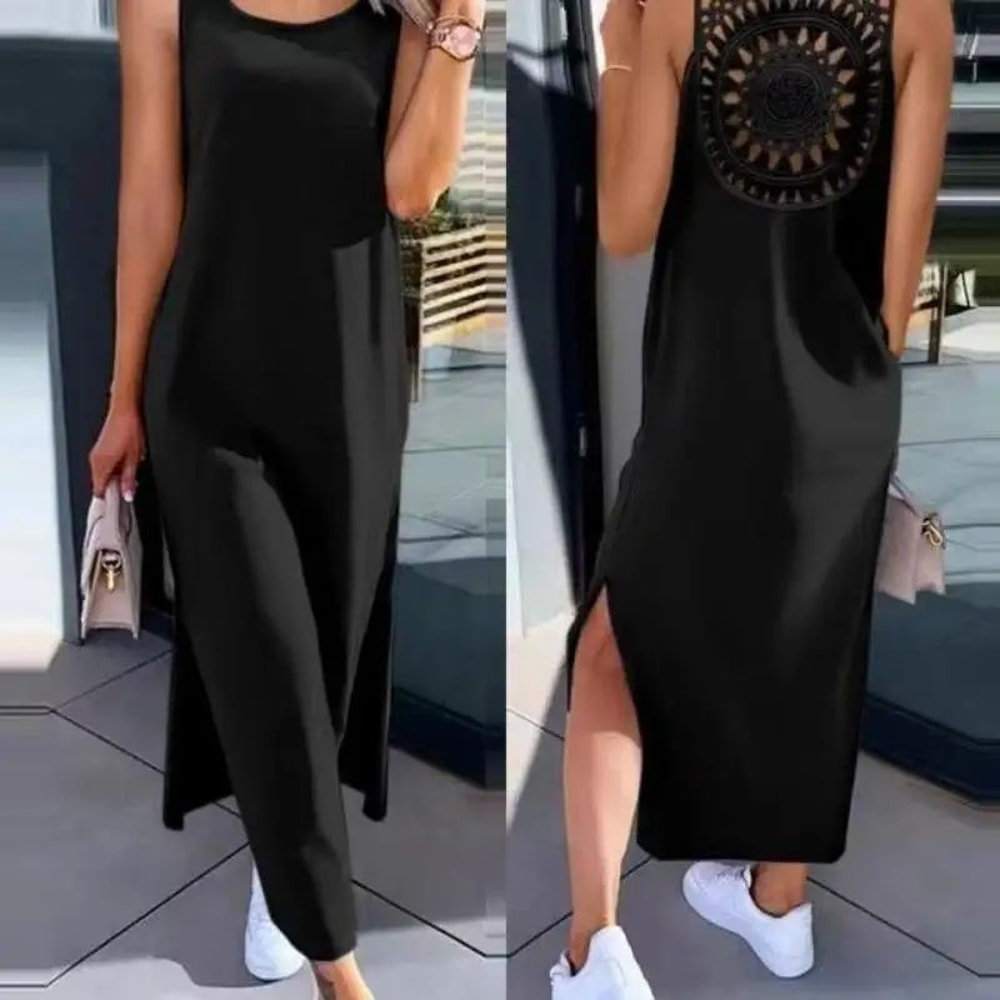 Sleeveless Midi Summer Dress Flowy Hollow Casual Slit Dress For Women 2