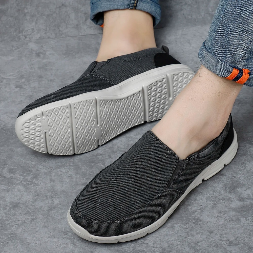 Breathable Canvas SlipOn Shoes For Men Lightweight Summer Walking Loafers 5