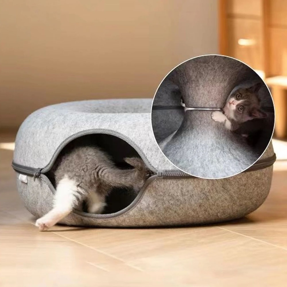 CozyLoop Play Tunnel Bed Cat Tunnel Toy Donut Bed For Indoor Cats And Small Pets 2