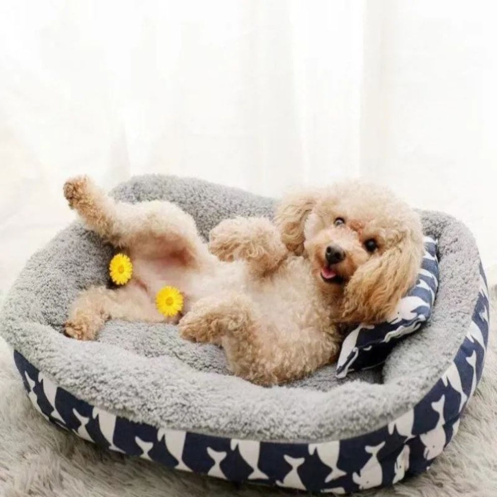 SnuggleNest Plush Lounger Soft Pet Bed With Pillow WinterWarm Cat Dog Sleeping Mat 2