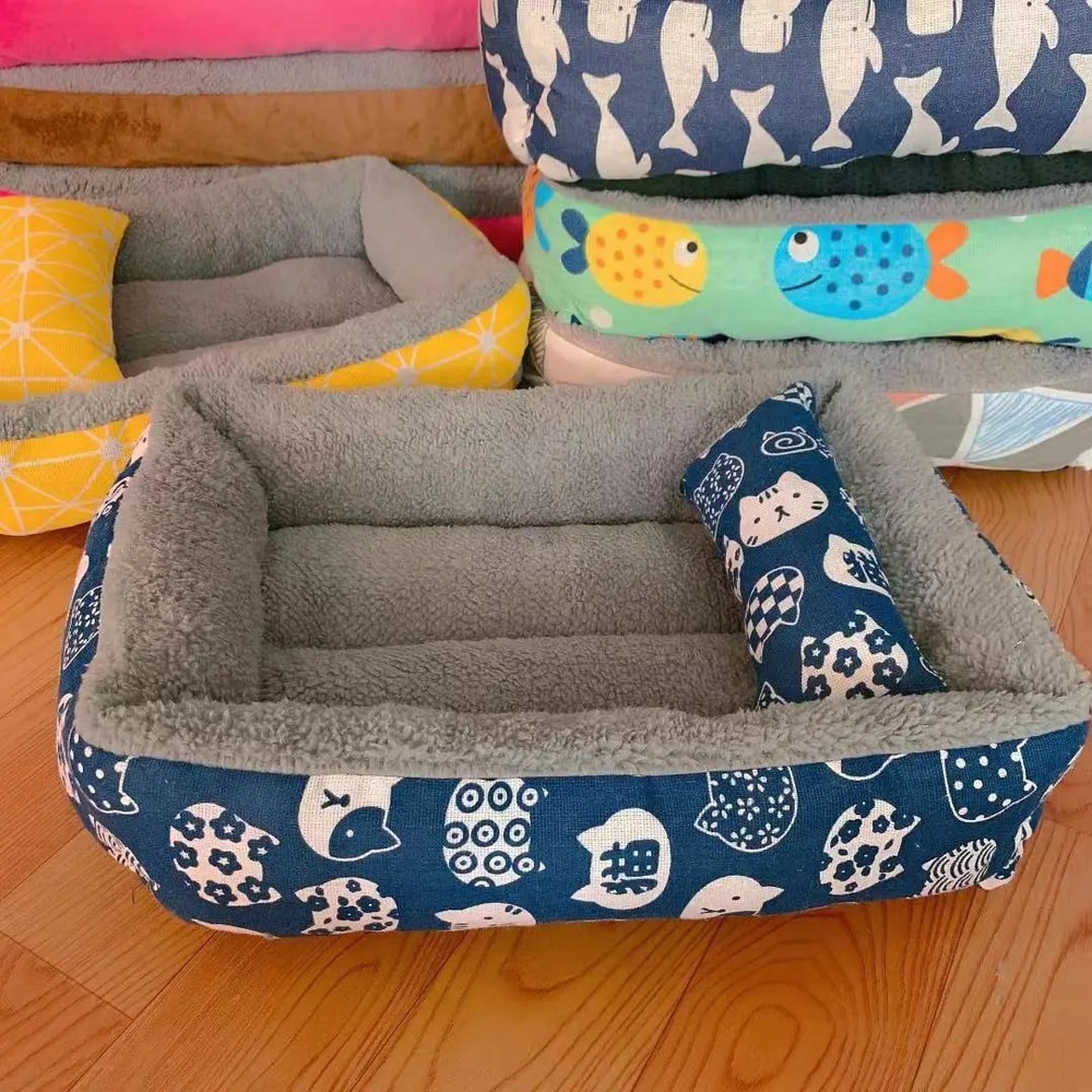 SnuggleNest Plush Lounger Soft Pet Bed With Pillow WinterWarm Cat Dog Sleeping Mat 3