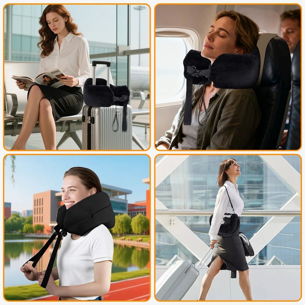FlexRest Travel Comfort Pillow Adjustable Travel Neck Pillow With Fillable Design Washable Cover 1