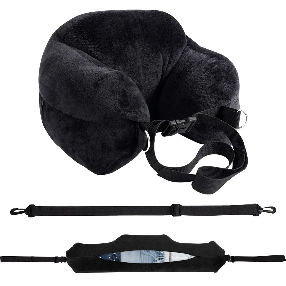 FlexRest Travel Comfort Pillow Adjustable Travel Neck Pillow With Fillable Design Washable Cover 2