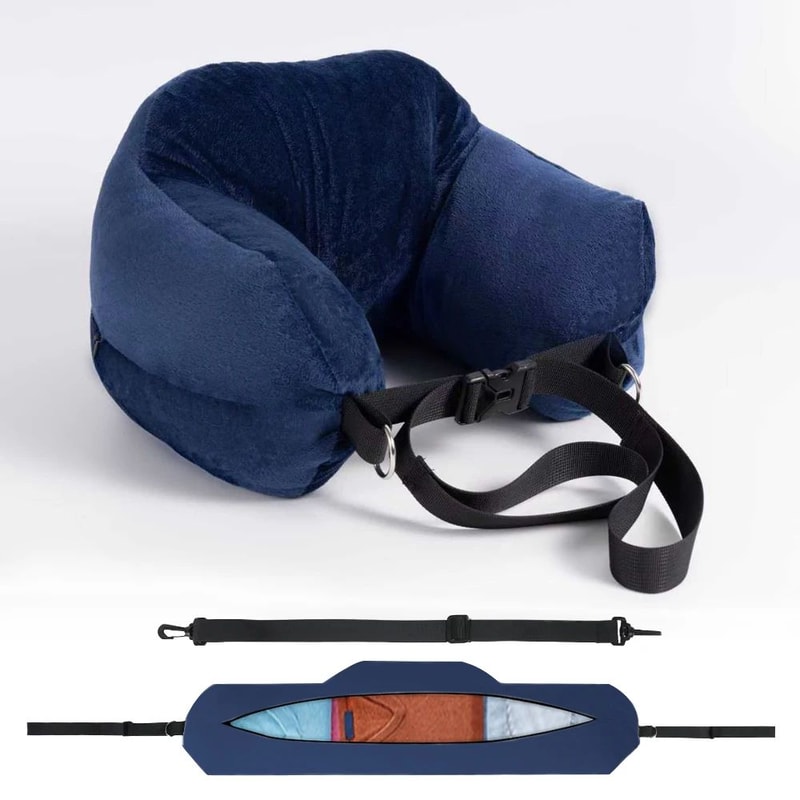 FlexRest Travel Comfort Pillow Adjustable Travel Neck Pillow With Fillable Design Washable Cover 4