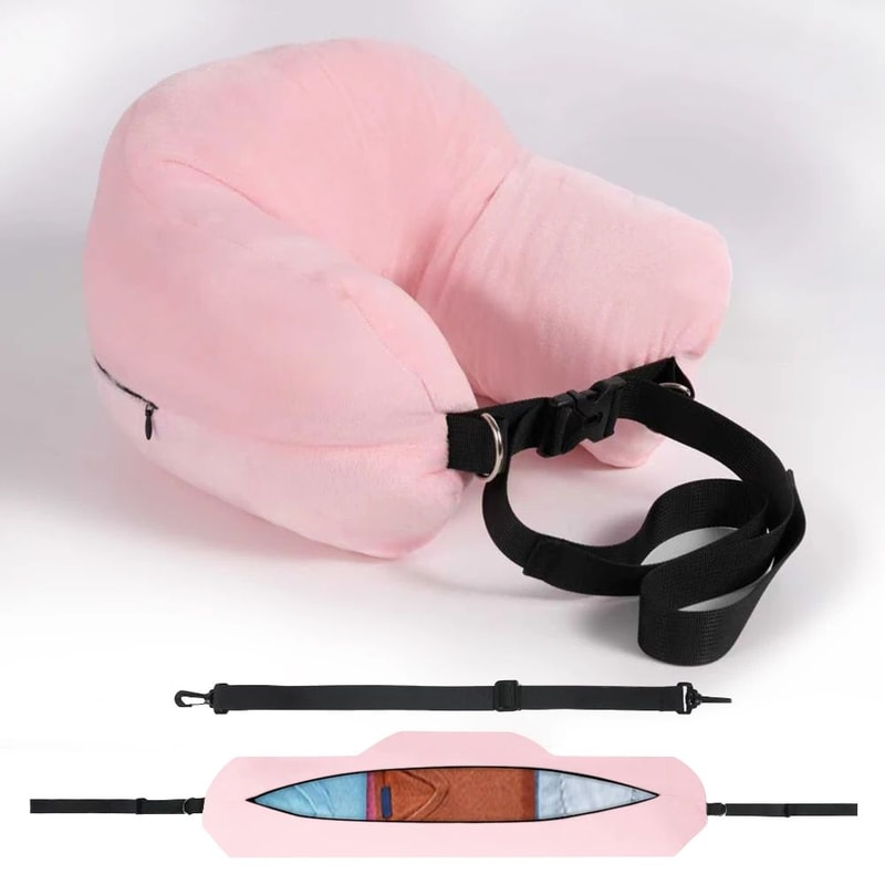 FlexRest Travel Comfort Pillow Adjustable Travel Neck Pillow With Fillable Design Washable Cover 6