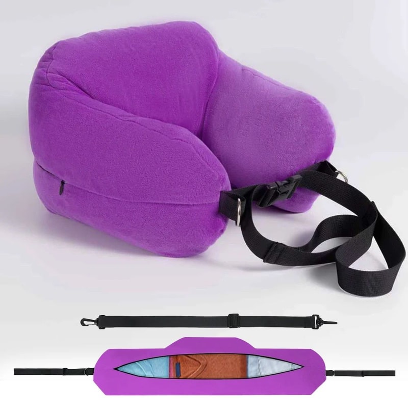 FlexRest Travel Comfort Pillow Adjustable Travel Neck Pillow With Fillable Design Washable Cover 7