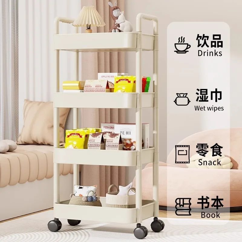 RollEase Storage Trolley Rolling Storage Cart With Handlebar MultiLayer Shelves For Home Organiza 4