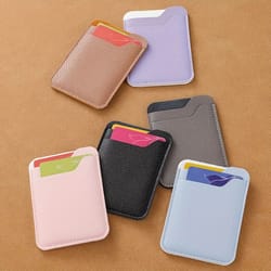 burgundy minimalist unisex compact card holder wallet – slim 2-slot faux leather organizer