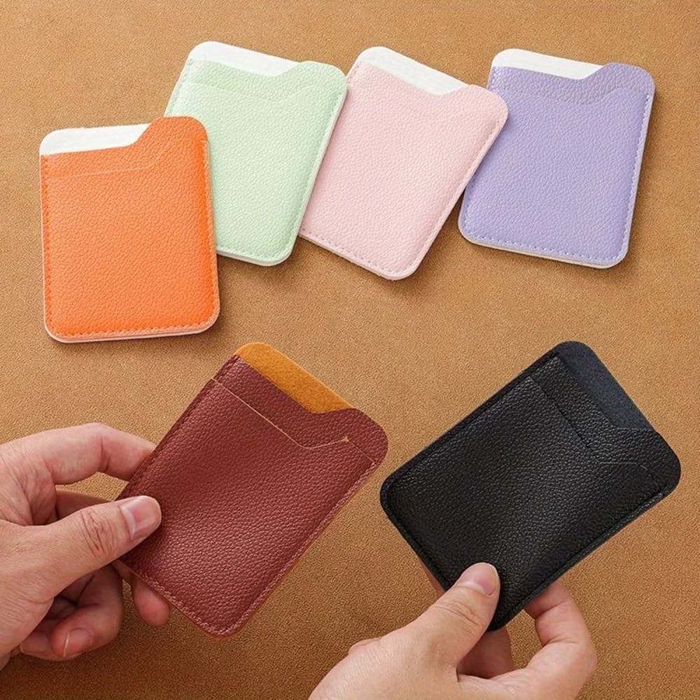 Burgundy Minimalist Unisex Compact Card Holder Wallet Slim 2Slot Faux Leather Organizer 1