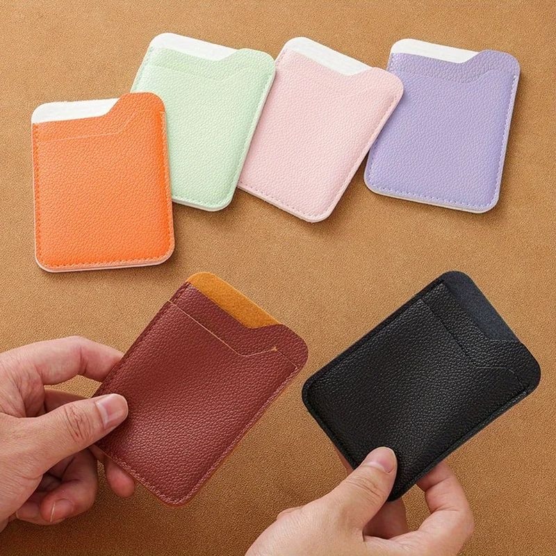 Burgundy Minimalist Unisex Compact Card Holder Wallet Slim 2Slot Faux Leather Organizer 1