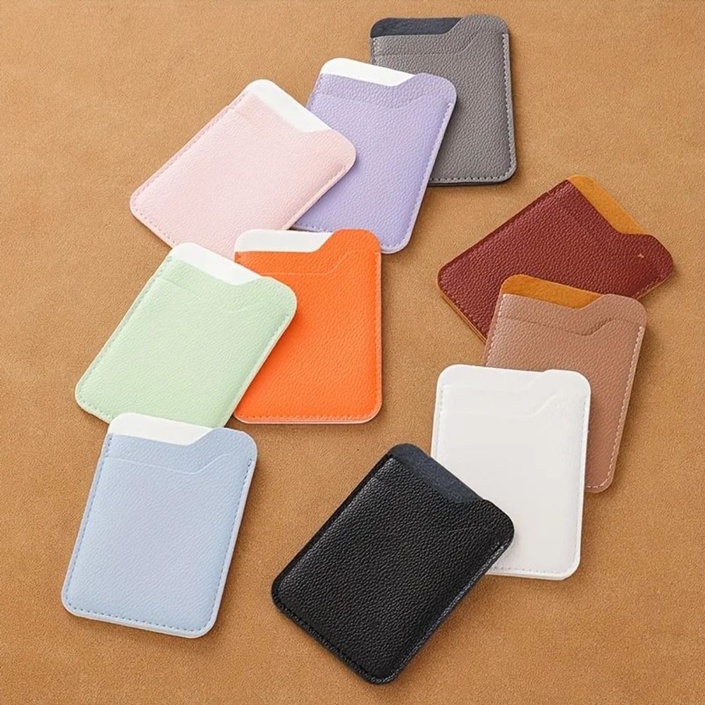 Burgundy Minimalist Unisex Compact Card Holder Wallet Slim 2Slot Faux Leather Organizer 2