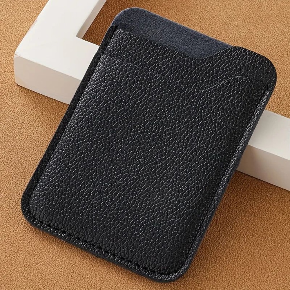 Burgundy Minimalist Unisex Compact Card Holder Wallet Slim 2Slot Faux Leather Organizer 5