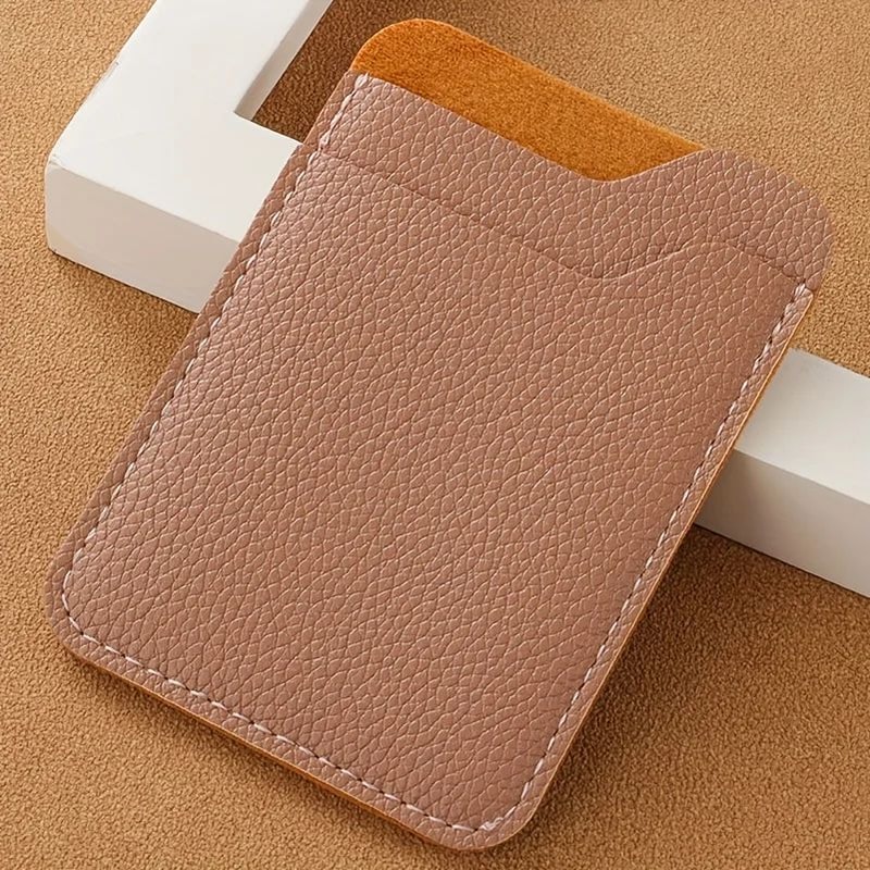 Burgundy Minimalist Unisex Compact Card Holder Wallet Slim 2Slot Faux Leather Organizer 7