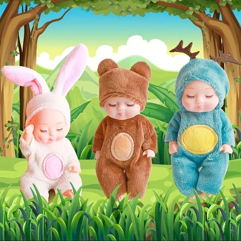 DreamPaws Mini Reborn Animal Doll Realistic Sleeping Animal Doll Plush Collectible 0