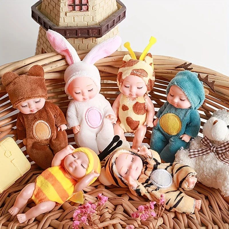 DreamPaws Mini Reborn Animal Doll Realistic Sleeping Animal Doll Plush Collectible 5