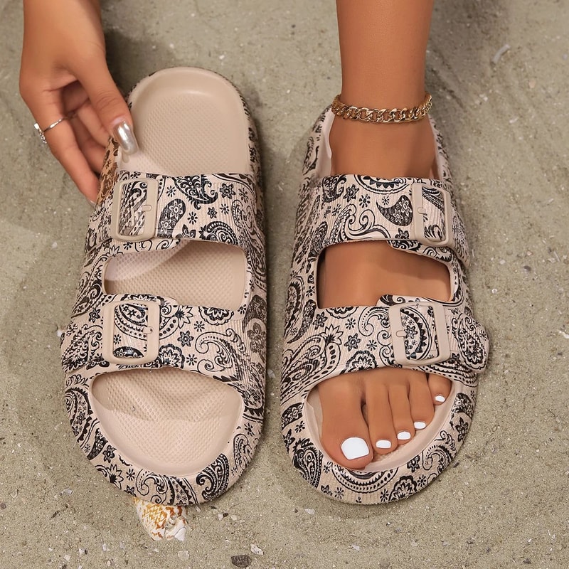 Premium Leopard Comfort Cloud Slides Women ThickSole Summer Beach Travel Sandals 8