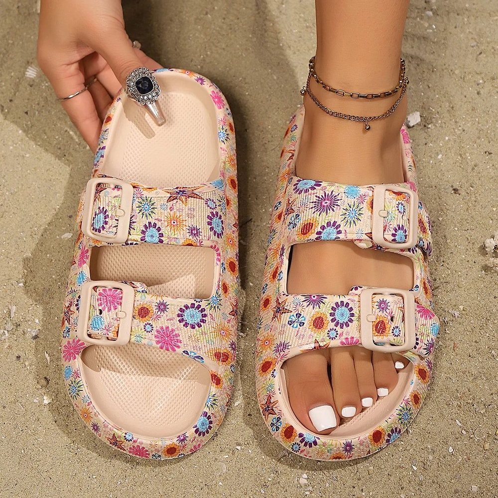 Premium Leopard Comfort Cloud Slides Women ThickSole Summer Beach Travel Sandals 9