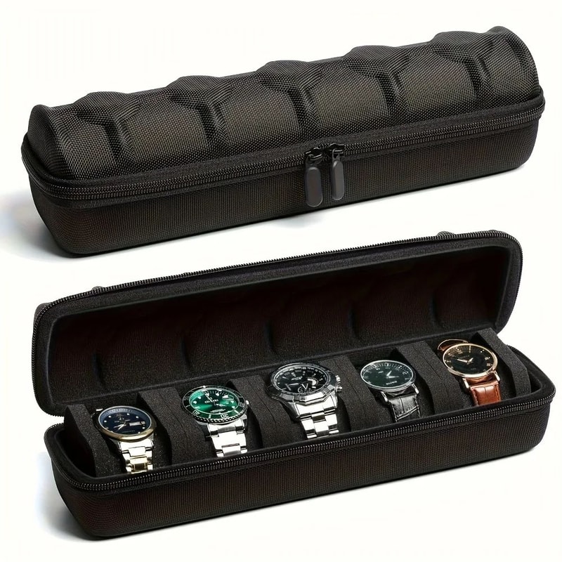 VaultGuard 5Slot Watch Organizer Case HeavyDuty Watch Storage Box With FlipTop Lid 3
