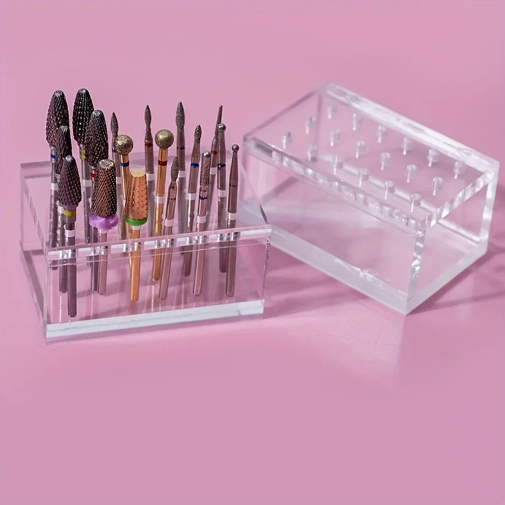 ProHold 18Slot Nail Bit Organizer Box Nail Drill Bit Holder For Salon Home Use 1