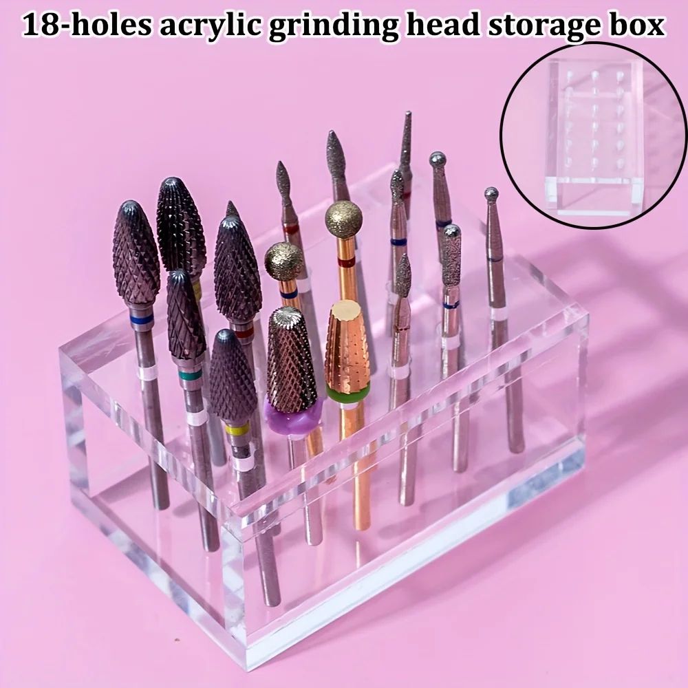ProHold 18Slot Nail Bit Organizer Box Nail Drill Bit Holder For Salon Home Use 3
