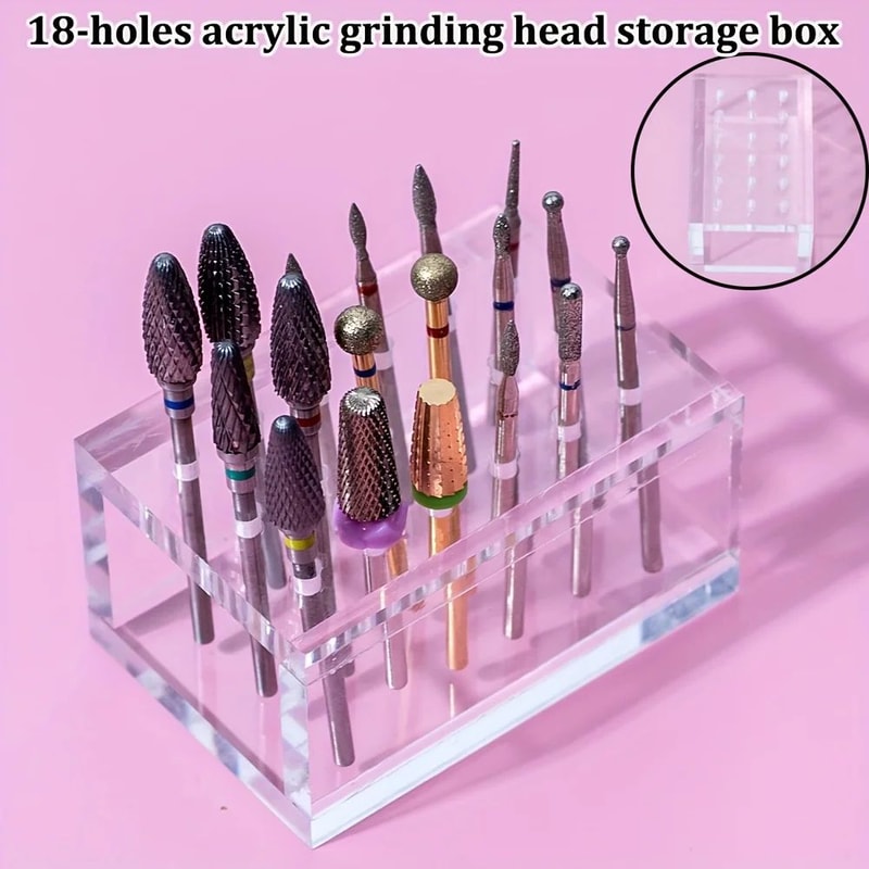 ProHold 18Slot Nail Bit Organizer Box Nail Drill Bit Holder For Salon Home Use 3