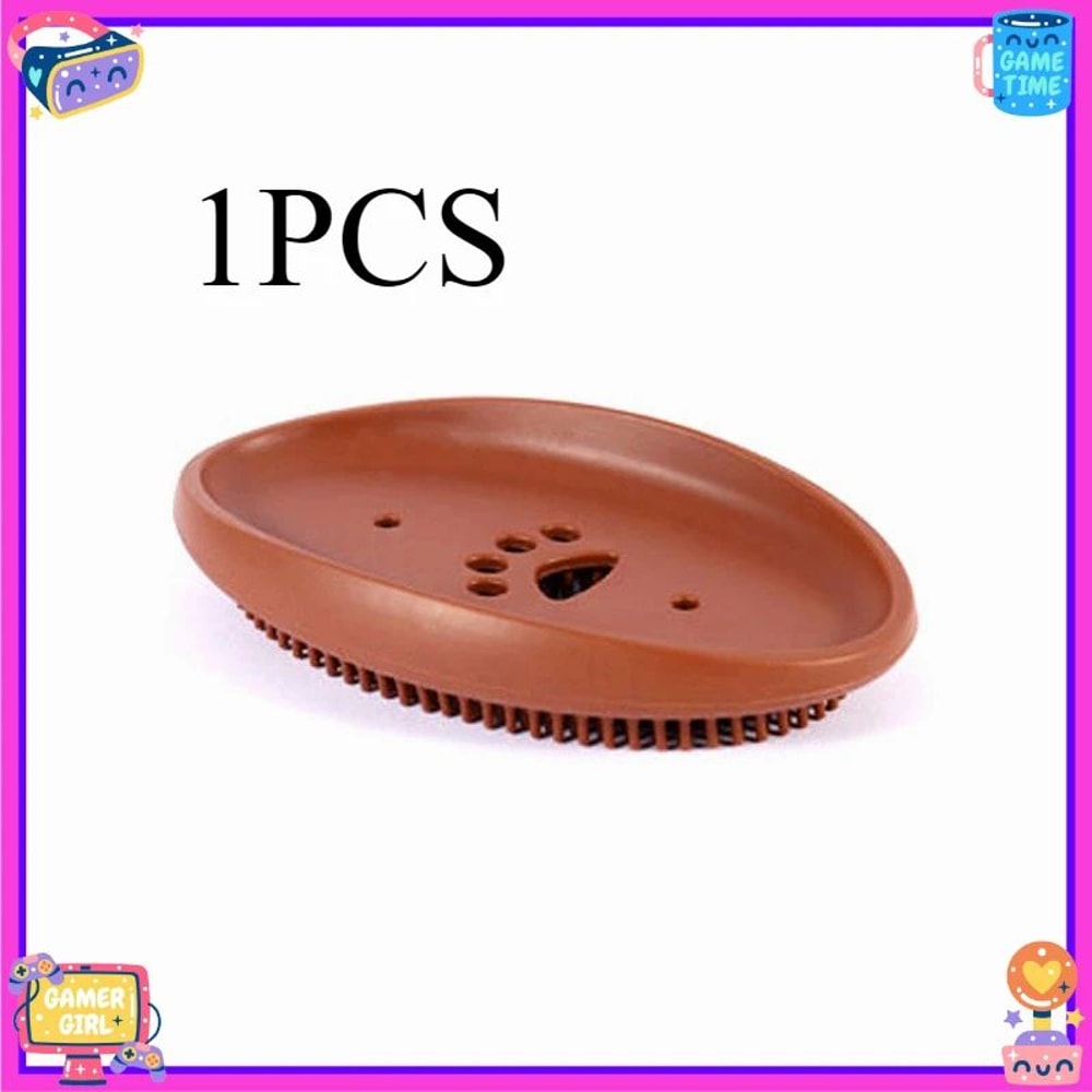 Premium SpaceSaving Silicone Soap Dish Brush Set Durable SelfDraining Holder For Kitchen Bathroo 6