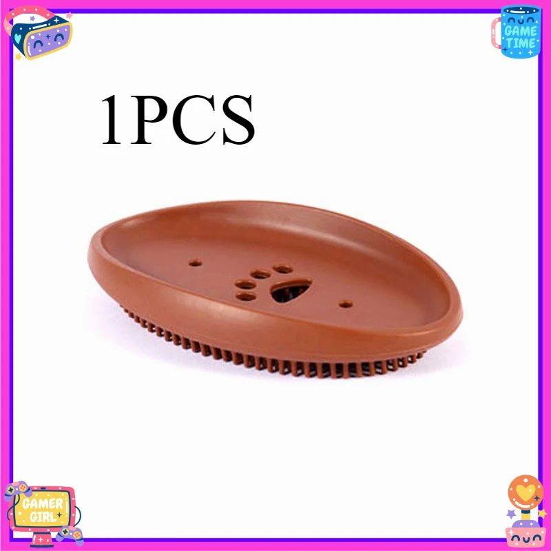 Premium SpaceSaving Silicone Soap Dish Brush Set Durable SelfDraining Holder For Kitchen Bathroo 6