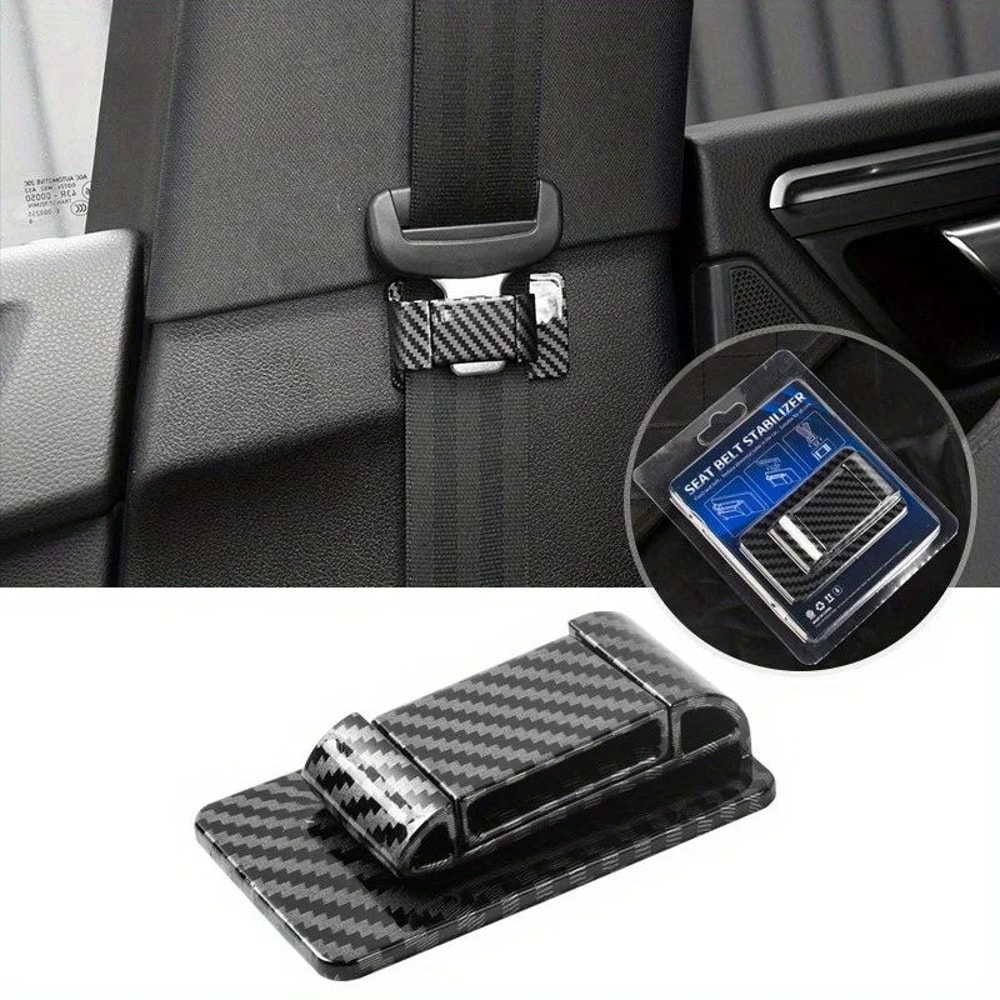 Fiber Pattern Car Seat Belt Clip ABS Seat Belt Stabilizer For Noise Reduction Interior Protection 3