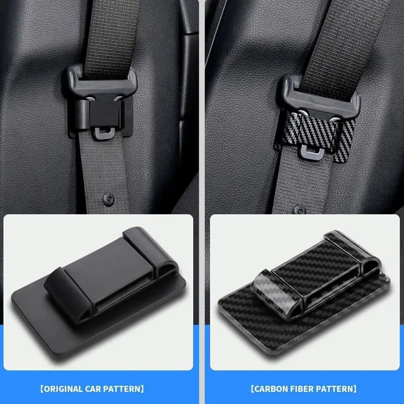 Fiber Pattern Car Seat Belt Clip ABS Seat Belt Stabilizer For Noise Reduction Interior Protection 4