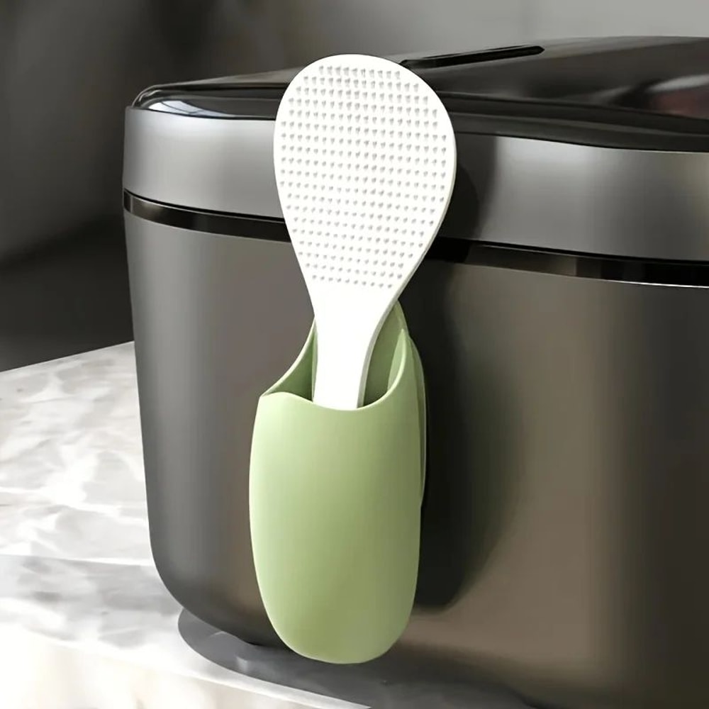 Traceless Rice Paddle Holder WallMounted Rice Cooker Spatula Organizer For Clean Tidy Kitchens 0