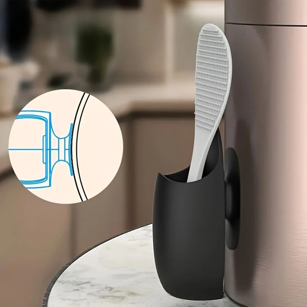 Traceless Rice Paddle Holder WallMounted Rice Cooker Spatula Organizer For Clean Tidy Kitchens 3