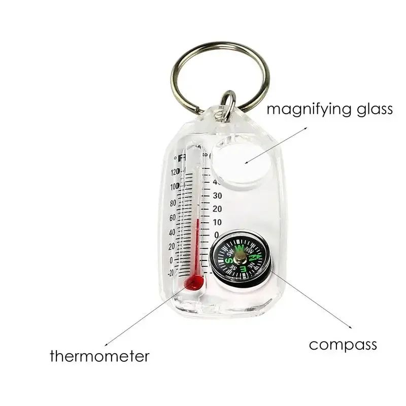 Mini Survival Compass Keychain With Thermometer Compact Camping Navigation Tool For Everyday Carry 4