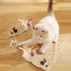 sisal plush mouse cat toy set – interactive bite-resistant self-play mice (4pcs)