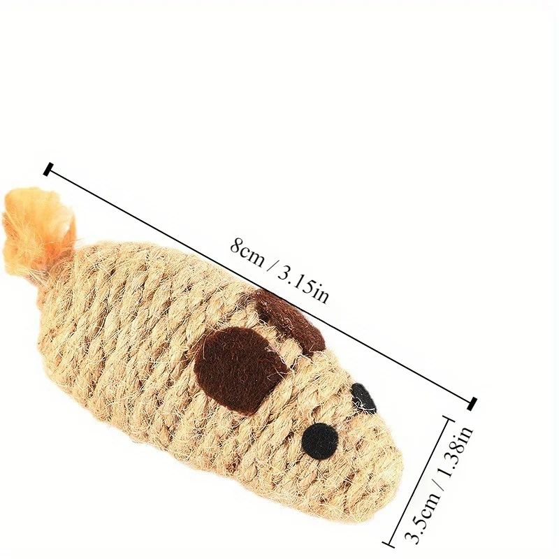 Sisal Plush Mouse Cat Toy Set Interactive BiteResistant SelfPlay Mice 4pcs 3