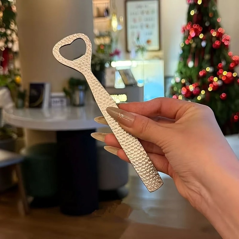 Hammered Stainless Steel Bottle Opener HeavyDuty Lever Bar Tool 0