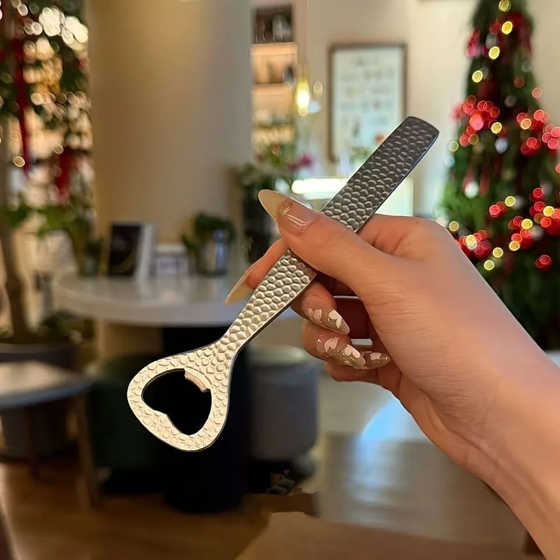 Hammered Stainless Steel Bottle Opener HeavyDuty Lever Bar Tool 2