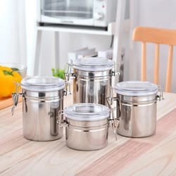 stainless steel airtight food storage canister – coffee, sugar & dry goods container