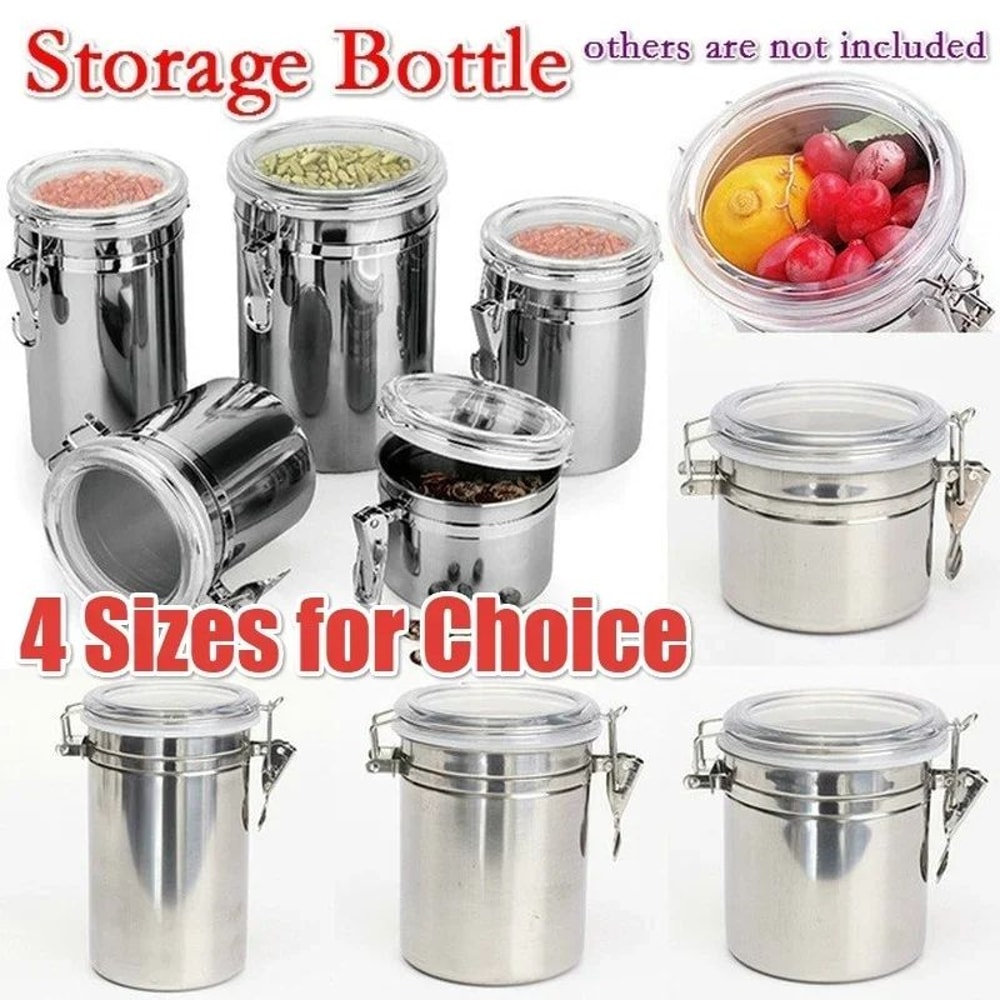 Stainless Steel Airtight Food Storage Canister Coffee Sugar Dry Goods Container 1