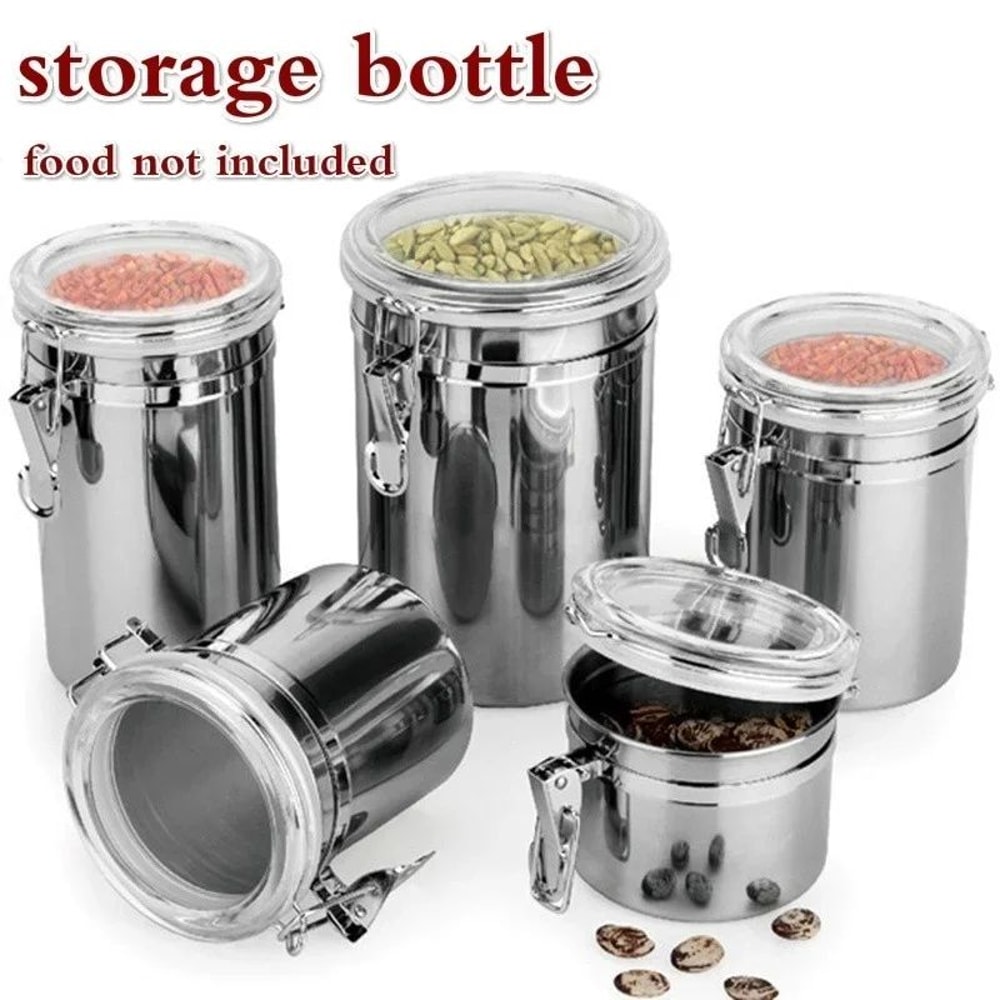 Stainless Steel Airtight Food Storage Canister Coffee Sugar Dry Goods Container 2