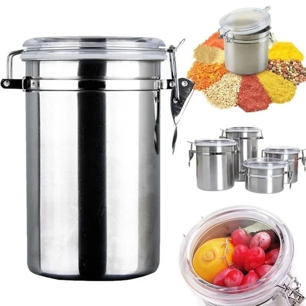 Stainless Steel Airtight Food Storage Canister Coffee Sugar Dry Goods Container 3