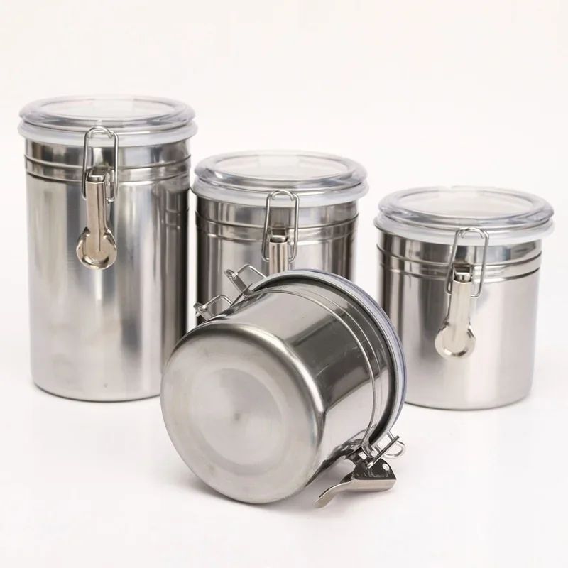 Stainless Steel Airtight Food Storage Canister Coffee Sugar Dry Goods Container 13