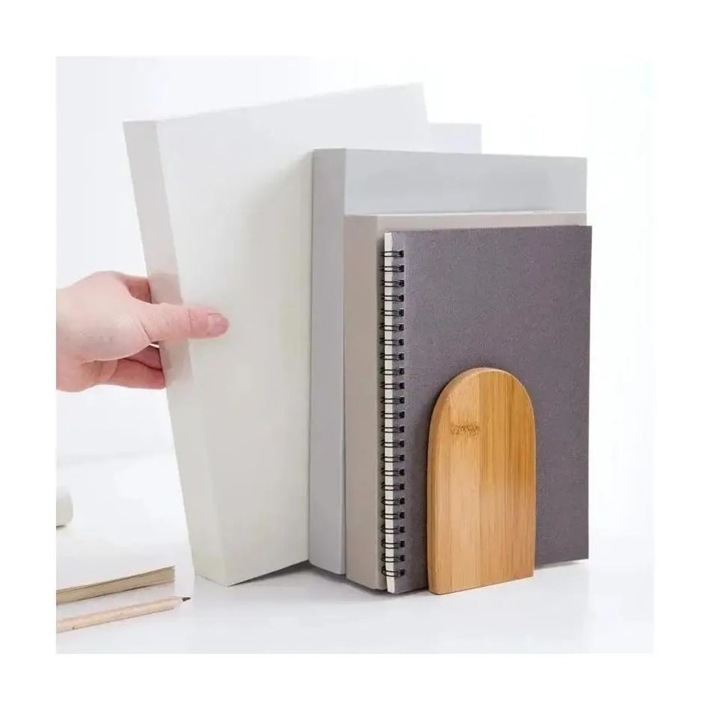 Wood Iron Desktop Bookends Minimalist Book Holder For Office And School 1