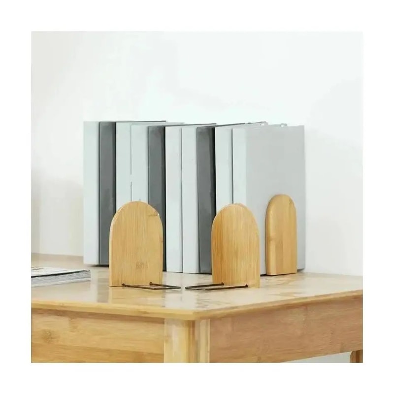 Wood Iron Desktop Bookends Minimalist Book Holder For Office And School 2