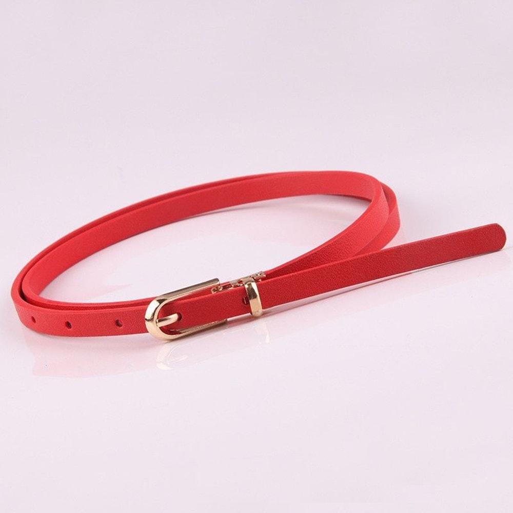 Adjustable Thin Waist Belt For Women Candy Color Faux Leather Fashion Belt 3
