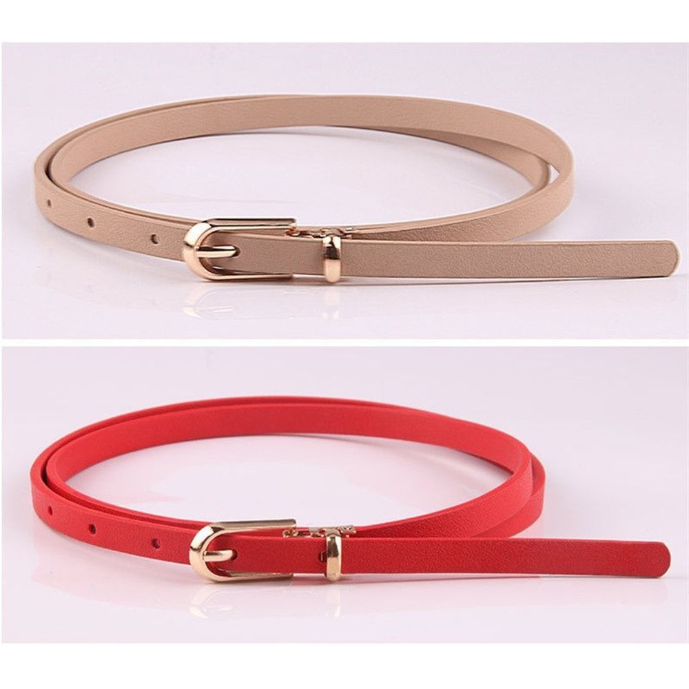 Adjustable Thin Waist Belt For Women Candy Color Faux Leather Fashion Belt 14