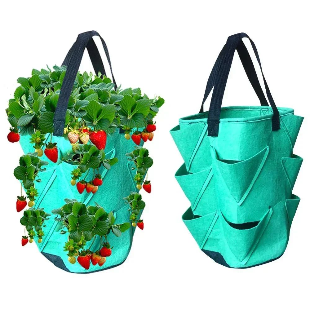 Hanging Strawberry Grow Bag SpaceSaving Plastic Planting Bag For Home Gardens 2