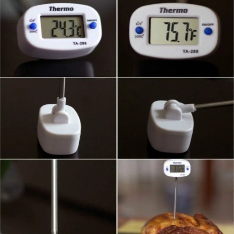 Digital Food Thermometer Stainless Steel InstantRead Kitchen Probe 0