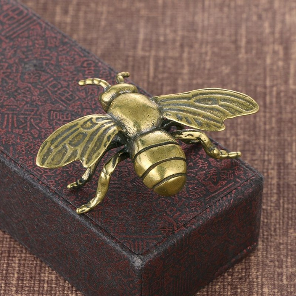 Solid Brass Honeybee Figurine Mini Insect Desk Ornament Collectible 1